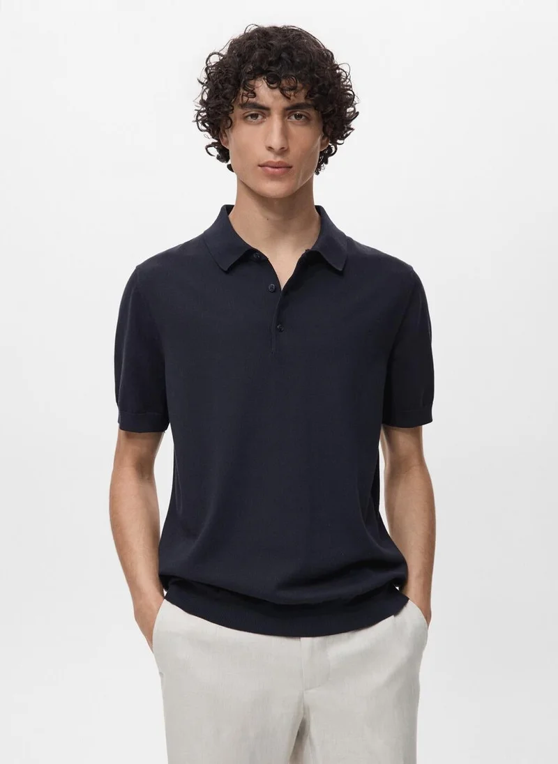 Mango Man 100% Cotton Fine-Knit Polo Shirt